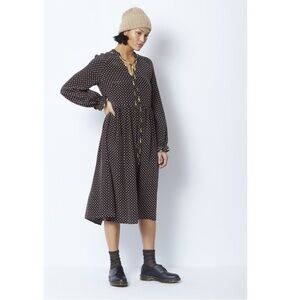 Opening Ceremony 100% Silk Medallion Relaxed Fit Shift Midi Dress Black 2